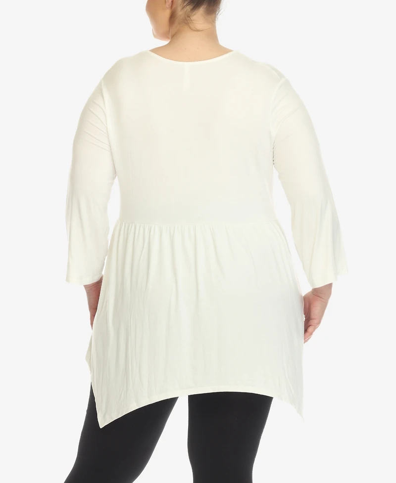 White Mark Plus Empire Cut V-neck Tunic Top