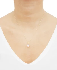 Honora Cultured Freshwater Button Pearl (8mm) & Diamond Accent Vine 18" Pendant Necklace in 10k Gold