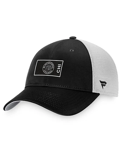 Men's Fanatics Black, White Chicago Blackhawks Authentic Pro Trucker Snapback Hat
