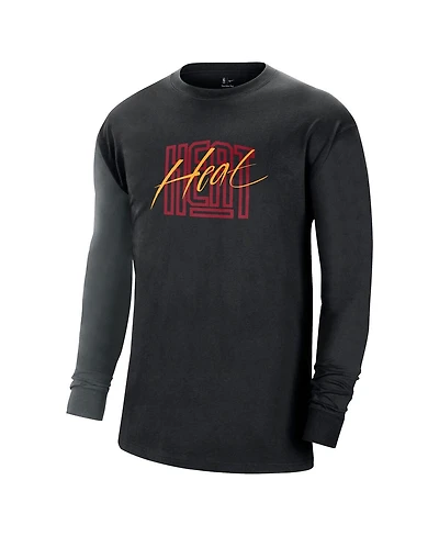 Men's Nike Black Miami Heat Courtside Versus Flight MAX90 Long Sleeve T-shirt