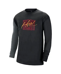 Men's Nike Black Miami Heat Courtside Versus Flight MAX90 Long Sleeve T-shirt