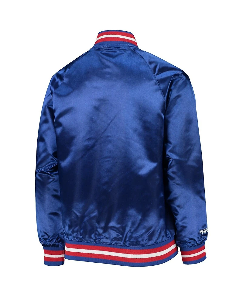 Big Boys and Girls Mitchell & Ness Royal Philadelphia 76ers Hardwood Classics Satin Raglan Full-Snap Jacket