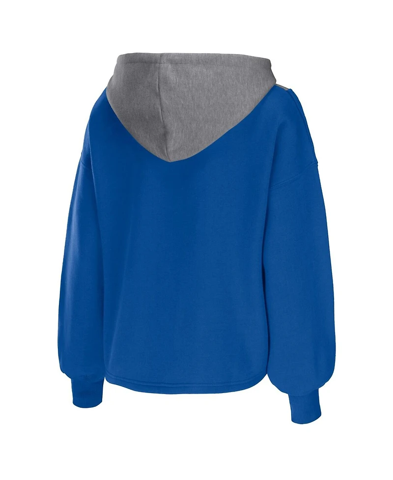 Women's Wear by Erin Andrews Royal Philadelphia 76ers Pieced Quarter-Zip Hoodie Jacket