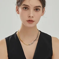 Joey Baby Silver Plated & Gold plated Brass Mixed Metal - Sake Necklace 17" For Unisex