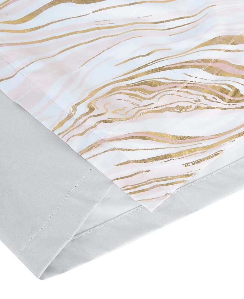 Intelligent Design Rebecca Grommet Top Printed Marble Metallic Total Blackout 1-Piece Curtain Panel, 50" x 63"