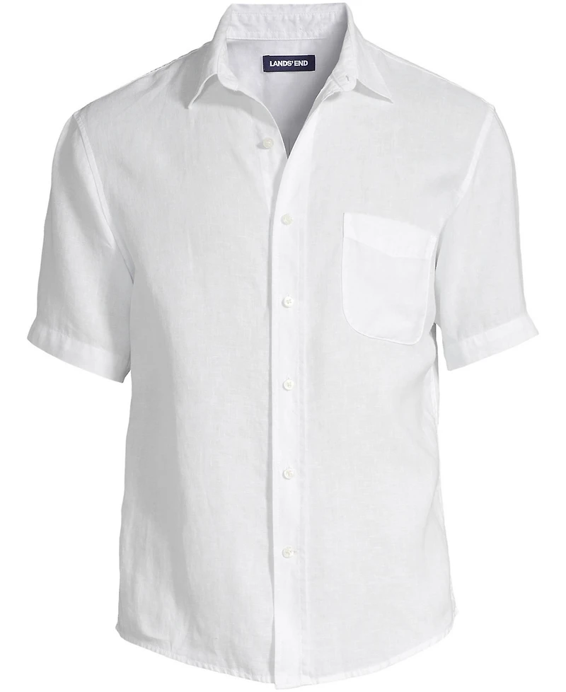 Lands' End Men's Traditional Fit Short Sleeve Linen Shirt