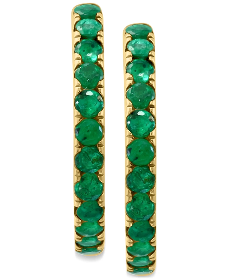 Effy Emerald Small Hoop Earrings (7/8 ct. t.w.) Gold-Plated Sterling Silver, 0.5" (Also available Sapphire and Ruby)