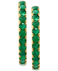 Effy Emerald Small Hoop Earrings (7/8 ct. t.w.) Gold-Plated Sterling Silver, 0.5" (Also available Sapphire and Ruby)