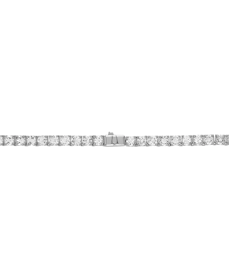 Bulova Men's Icon White Topaz (1/10 ct. t.w.) Tennis 22" Necklace in Sterling Silver