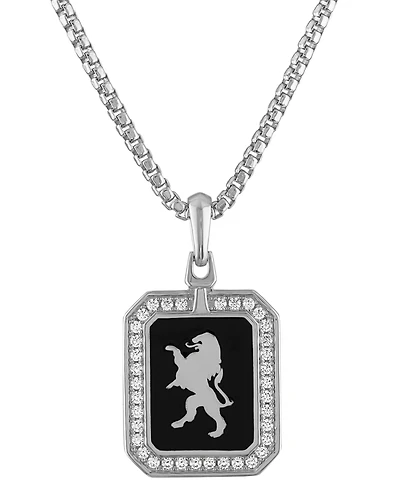 Bulova Men's Crest of Bohemia Diamond (1/2 ct. t.w.) Pendant Necklace in Sterling Silver, 24" + 2" extender