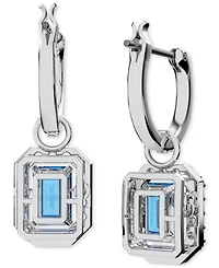Swarovski Rhodium-Plated Crystal Octagon Charm Drop Earrings