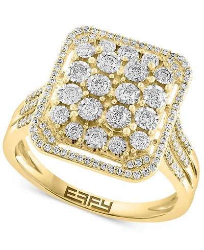 Effy Diamond Rectangle Cluster Split Shank Ring (1/2 ct. t.w.) in 14k Gold