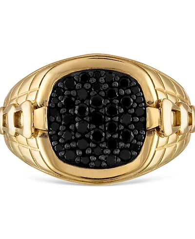 Bulova Men's Classic Black Diamond (1/2 ct. t.w.) Ring 14k Gold-Plated Sterling Silver