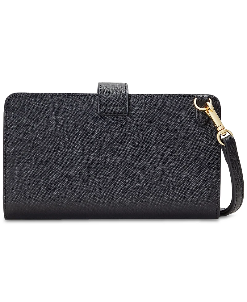 Lauren Ralph Crosshatch Leather Tech Wristlet
