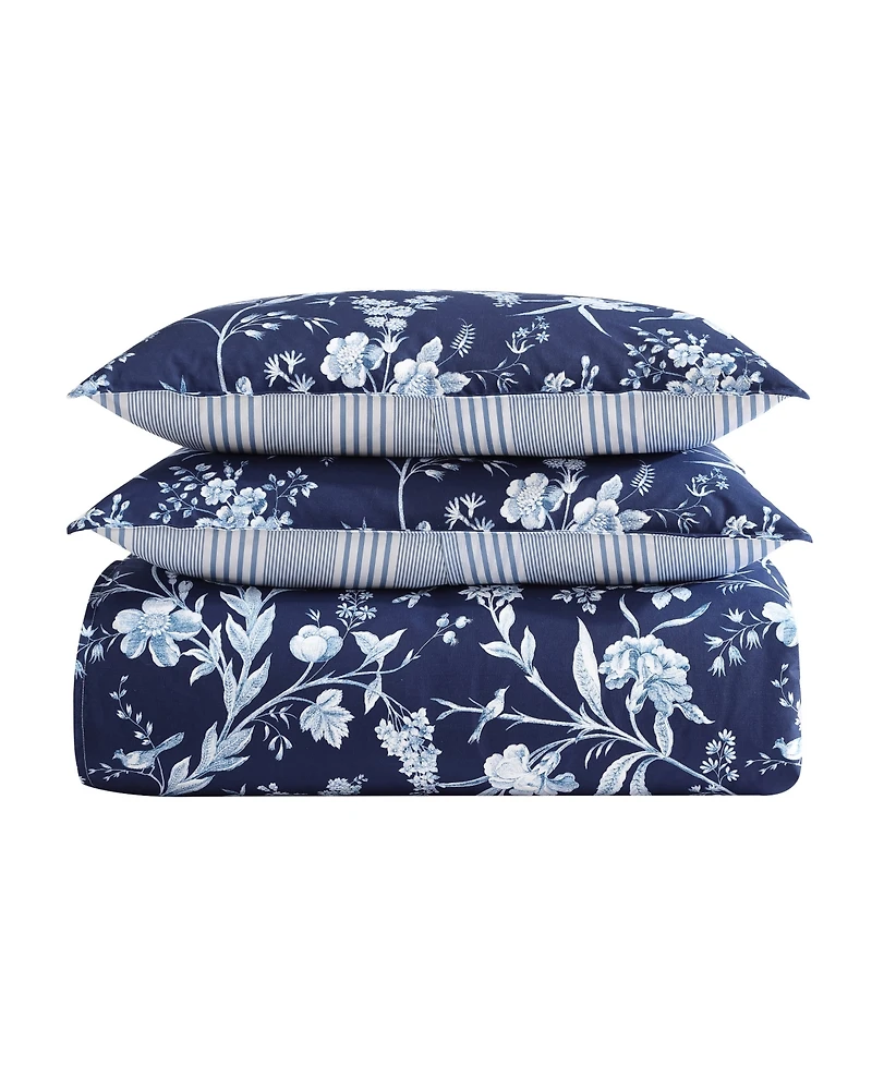 Laura Ashley Branch Toile Cotton Reversible 5 Piece Duvet Cover Set, Twin