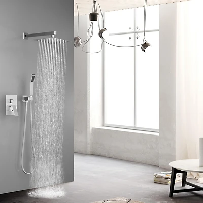 10 Inch Shower Head Bathroom Luxury Rain Mixer Shower Complete Combo Set Wall Mounted