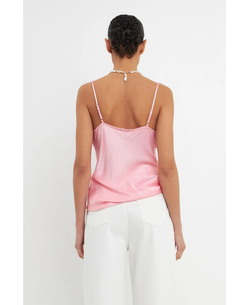 Grey Lab Women's Satin Cowl Neck Top