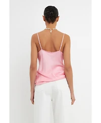 Grey Lab Women's Satin Cowl Neck Top