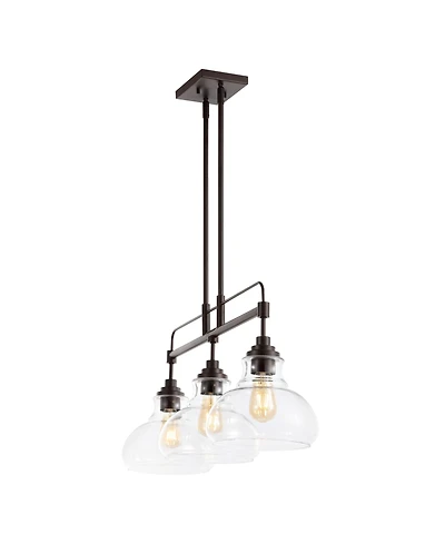 Marlowe 32.5" 3-Light Farmhouse Industrial Iron, Glass Linear Led Pendant