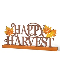Glitzhome 18" L Wood Metal Happy Harvest Table Decor