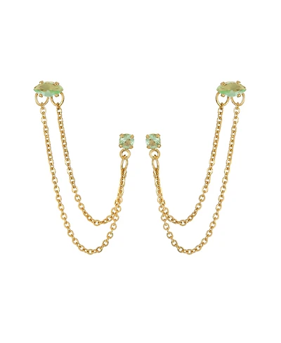 Ettika 18K Gold Plated Brass Double Pierced Earrings