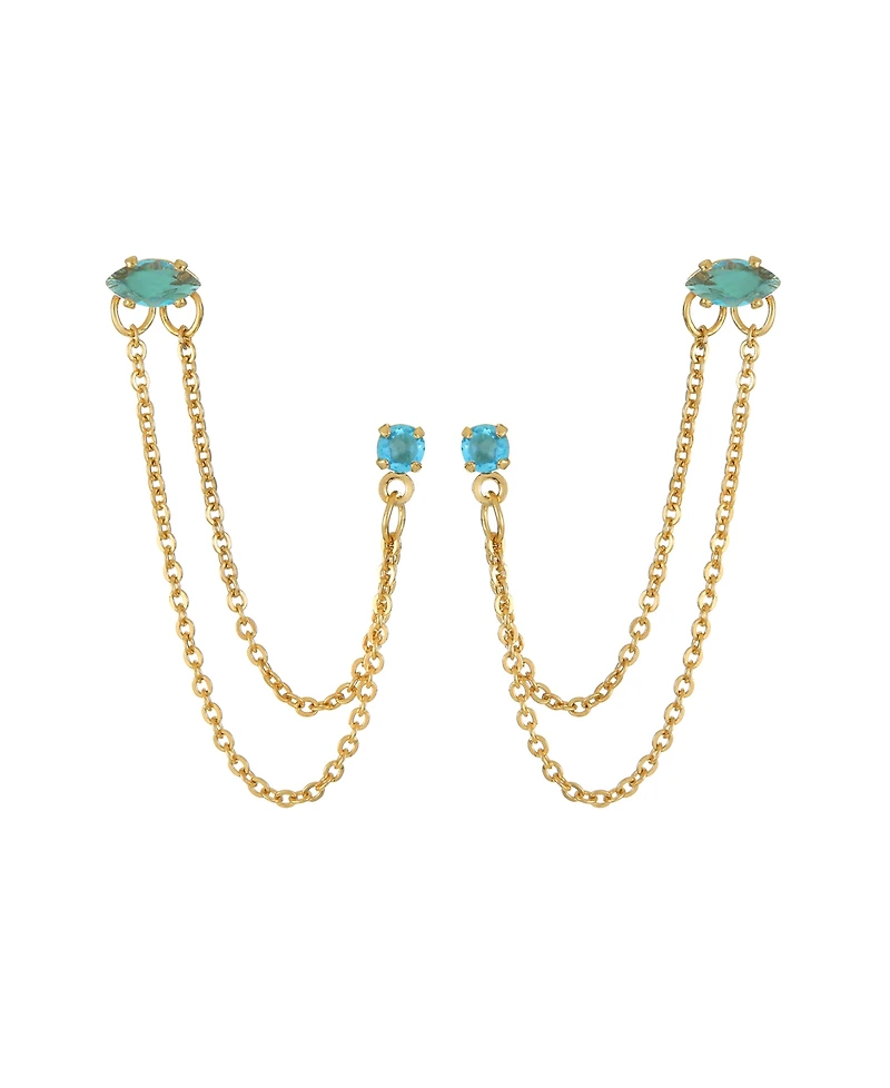 Ettika 18K Gold Plated Brass Double Pierced Earrings