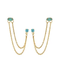 Ettika 18K Gold Plated Brass Double Pierced Earrings