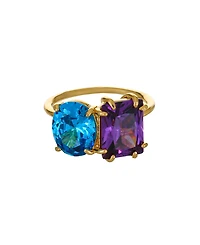 Ettika 18K Gold Plated Brass Multi Stone Cubic Zirconia Ring