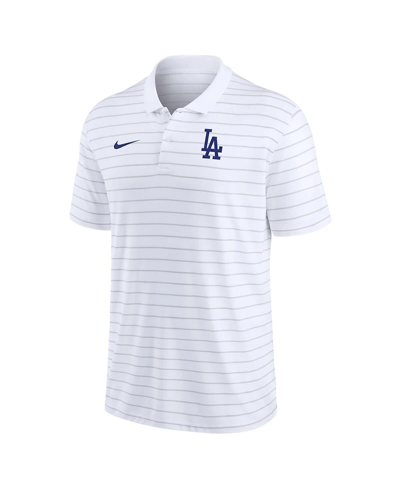 Men's Nike White Los Angeles Dodgers Authentic Collection Victory Striped Performance Polo Shirt