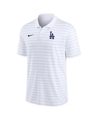 Men's Nike White Los Angeles Dodgers Authentic Collection Victory Striped Performance Polo Shirt