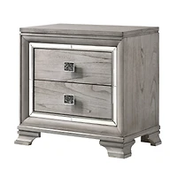 Contemporary 1pc Light Gray Brown Finish 2 Storage Drawer Nightstand End Table Mirrored Accents Beautiful Wooden Bedroom Furniture