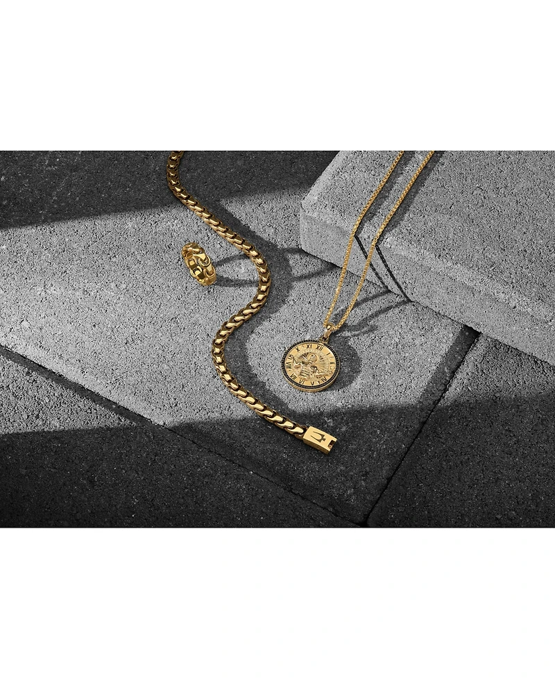Bulova Men's Chronos God of Time Black Diamond (1/4 ct. t.w.) Pendant Necklace in 14k Gold-Plated Sterling Silver, 24" + 2" extender