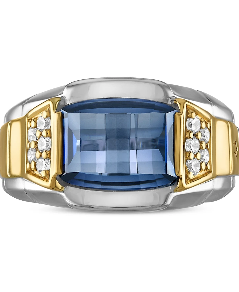 Bulova Men's Classic Lab Created Sapphire & Diamond (1/4 ct. t.w.) Ring in 14k Gold-Plated Sterling Silver
