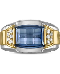 Bulova Men's Classic Lab Created Sapphire & Diamond (1/4 ct. t.w.) Ring in 14k Gold-Plated Sterling Silver