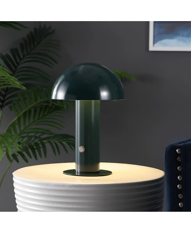 Boletus 10.75" Contemporary Bohemian Rechargeable, Cordless Iron Integrated Led Mushroom Table Lamp