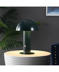 Boletus 10.75" Contemporary Bohemian Rechargeable, Cordless Iron Integrated Led Mushroom Table Lamp