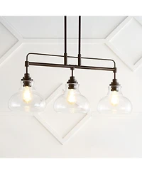 Marlowe 32.5" 3-Light Farmhouse Industrial Iron, Glass Linear Led Pendant