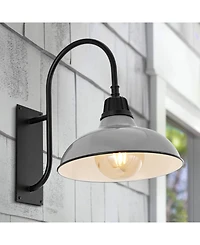 Stanley 12.25" 1-Light Farmhouse Industrial Indoor, Outdoor Iron Led Gooseneck Arm Sconce