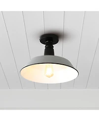 Camila 14" 1-Light Classic Industrial Indoor, Outdoor Iron Led Semi Flush Mount