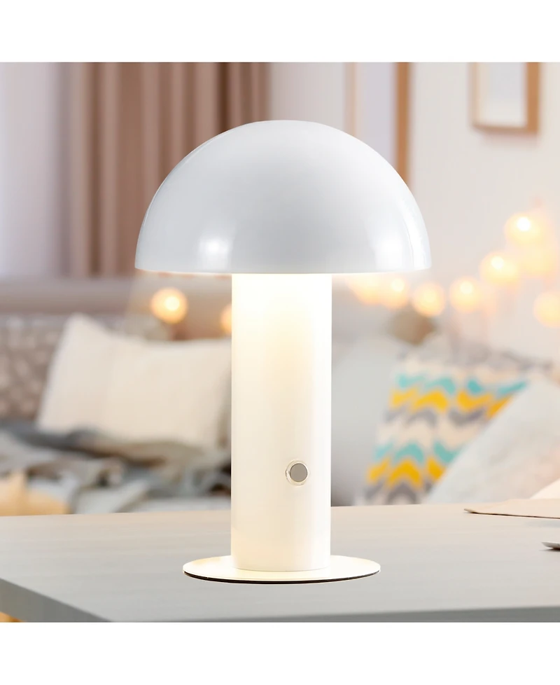 Boletus 10.75" Contemporary Bohemian Rechargeable, Cordless Iron Integrated Led Mushroom Table Lamp