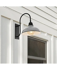 Stanley 12.25" 1-Light Farmhouse Industrial Indoor, Outdoor Iron Led Gooseneck Arm Sconce