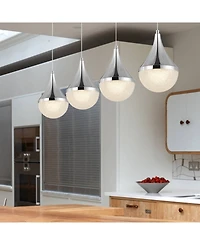 Elena Teardrop 47" 4-Light Modern Mid-Century Iron, Acrylic Integrated Linear Led Pendant