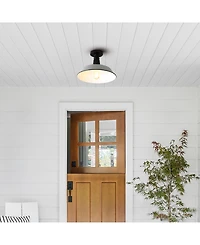 Camila 14" 1-Light Classic Industrial Indoor, Outdoor Iron Led Semi Flush Mount