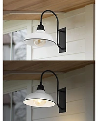 Stanley 12.25" 1-Light Farmhouse Industrial Indoor, Outdoor Iron Led Gooseneck Arm Sconce