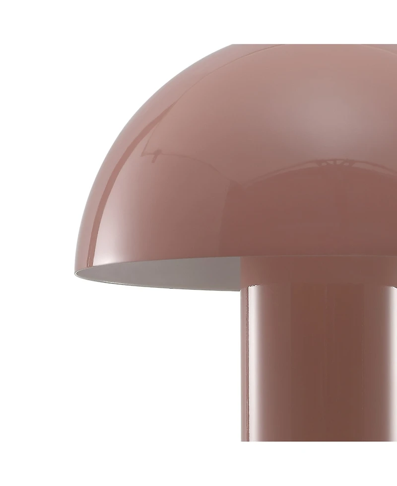 Boletus 10.75" Contemporary Bohemian Rechargeable, Cordless Iron Integrated Led Mushroom Table Lamp