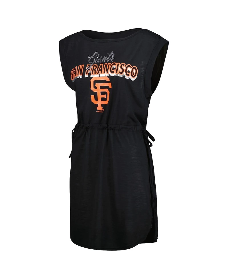 Women's G-iii 4Her by Carl Banks Black San Francisco Giants G.o.a.t Swimsuit Cover-Up Dress