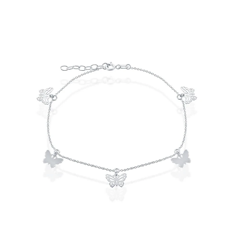 Simona Sterling Silver Butterflies Anklet