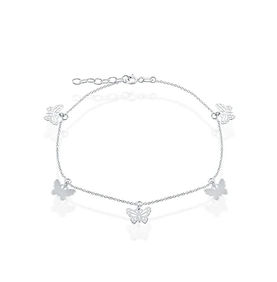 Simona Sterling Silver Butterflies Anklet