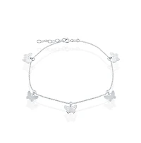 Simona Sterling Silver Butterflies Anklet