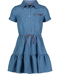 Tommy Hilfiger Toddler and Little Girls Lightweight Denim Ruffled Shirtdress